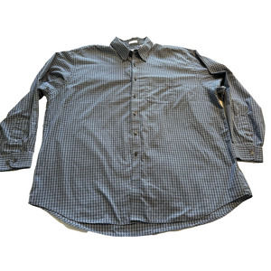 Van Heusen Button Up Shirt No Wrinkle Blue/Black/White Check XXL CLEAN